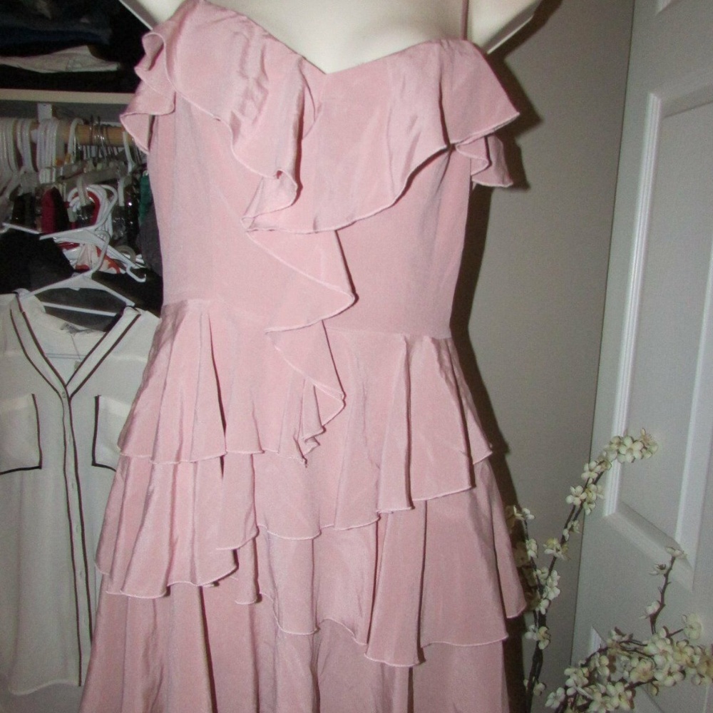 BEBE NWT SILK BABY PINK SPAGHETTI STRAP DRESS